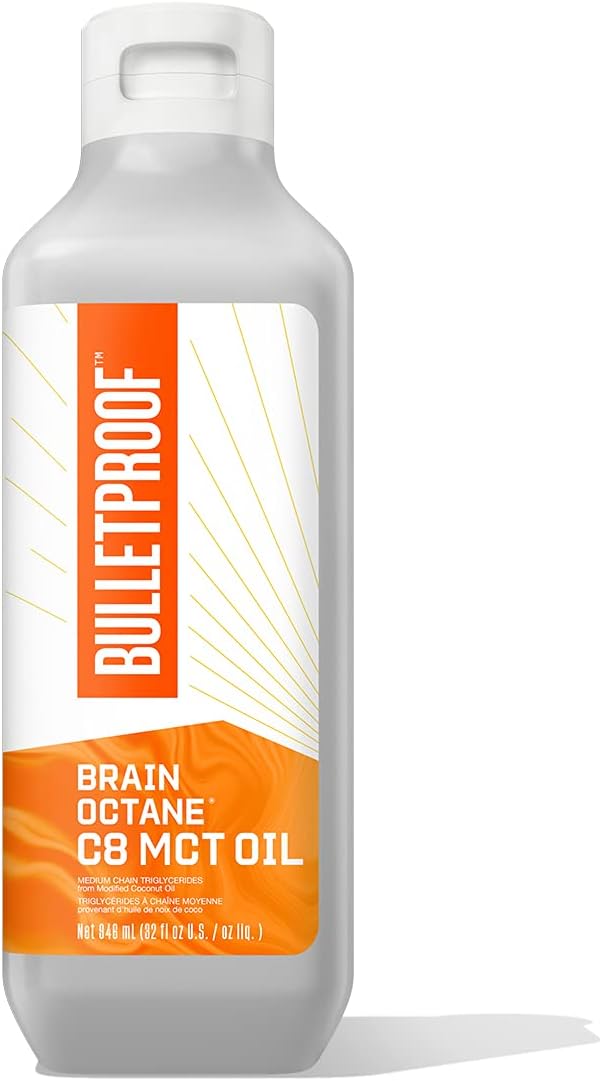 Bulletproof Brain Octane C8 MCT Oil, 32 Ounces, Keto Supplement for Sustained Energy and Fewer Cravings
