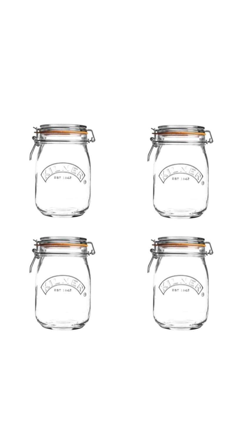 Kilner Clip Top Round Jar - 1000ml (Pack 4)