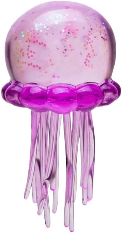 Nee doh Glitter Jellyfish Squishy Toy, Stress Relief Fidget Toy for Adults, Soft TPR Sensory Toy with Wiggly Tentacles, Portable Anxiety Relief Squeeze Ball for Office, School & Travel (Purple)