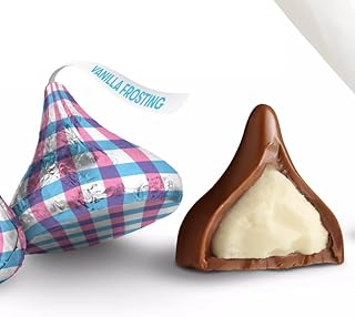 Kisses Milk Chocolate Vanilla Frosting Flavored - 1 Pounds approx 100 pieces - Individually Wrapped Candy - Classic Milk Chocolate Shell to Find a CreamyVvanilla Frosting Flavored Creme Center