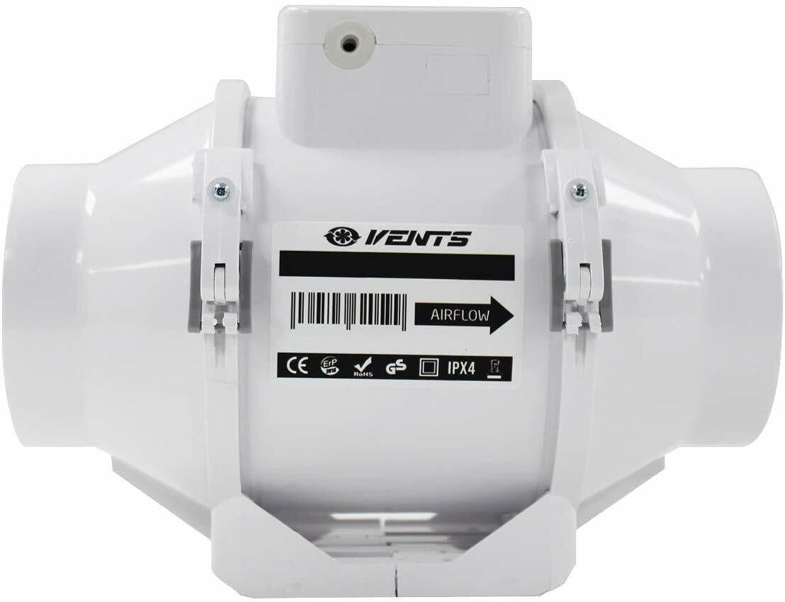 VENTS 100mm (4”) Inline Bathroom Extractor Fan with Run-On Timer – Quiet Loft-Mounted Ventilation for Showers, Toilets & Damp Control