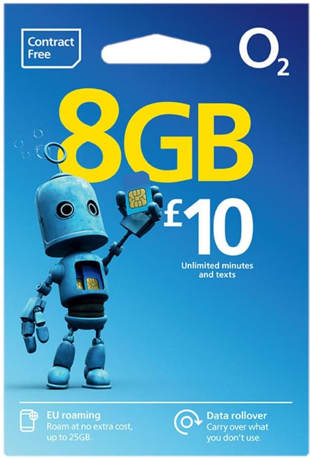 O2 sim Card Big Bundle Unlimited texts, Unlimited Minutes