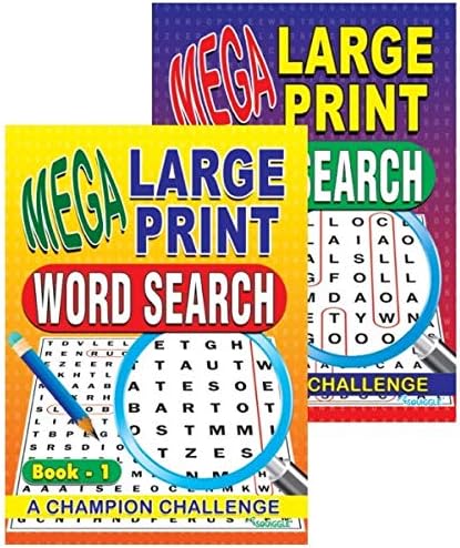 Martello P2174 Mega Large Print A4 Word Search Puzzle Books - Set of 2