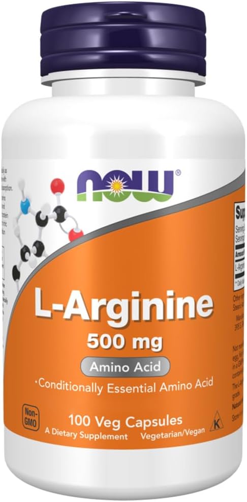 Now Foods, L-Arginine, 500mg, 100 Vegan Capsules, Amino Acid, Vegetarian, Gluten Free, Soy Free, GMO Free