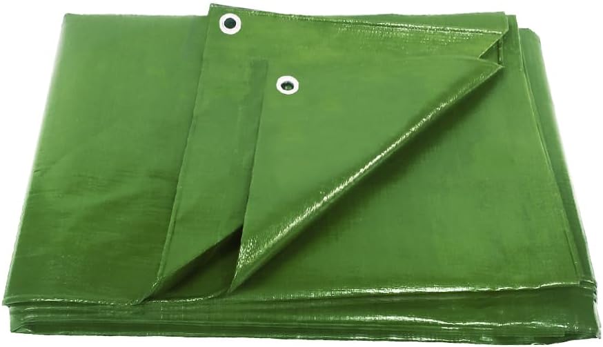 ANSIO Tarpaulin 3m x 4m Water-resistant Tarp Large Camping Cover Sheet – Multipurpose Groundsheet with UV Protection, Weatherproof & Frost-Resistant – Reinforced Eyelets - Green