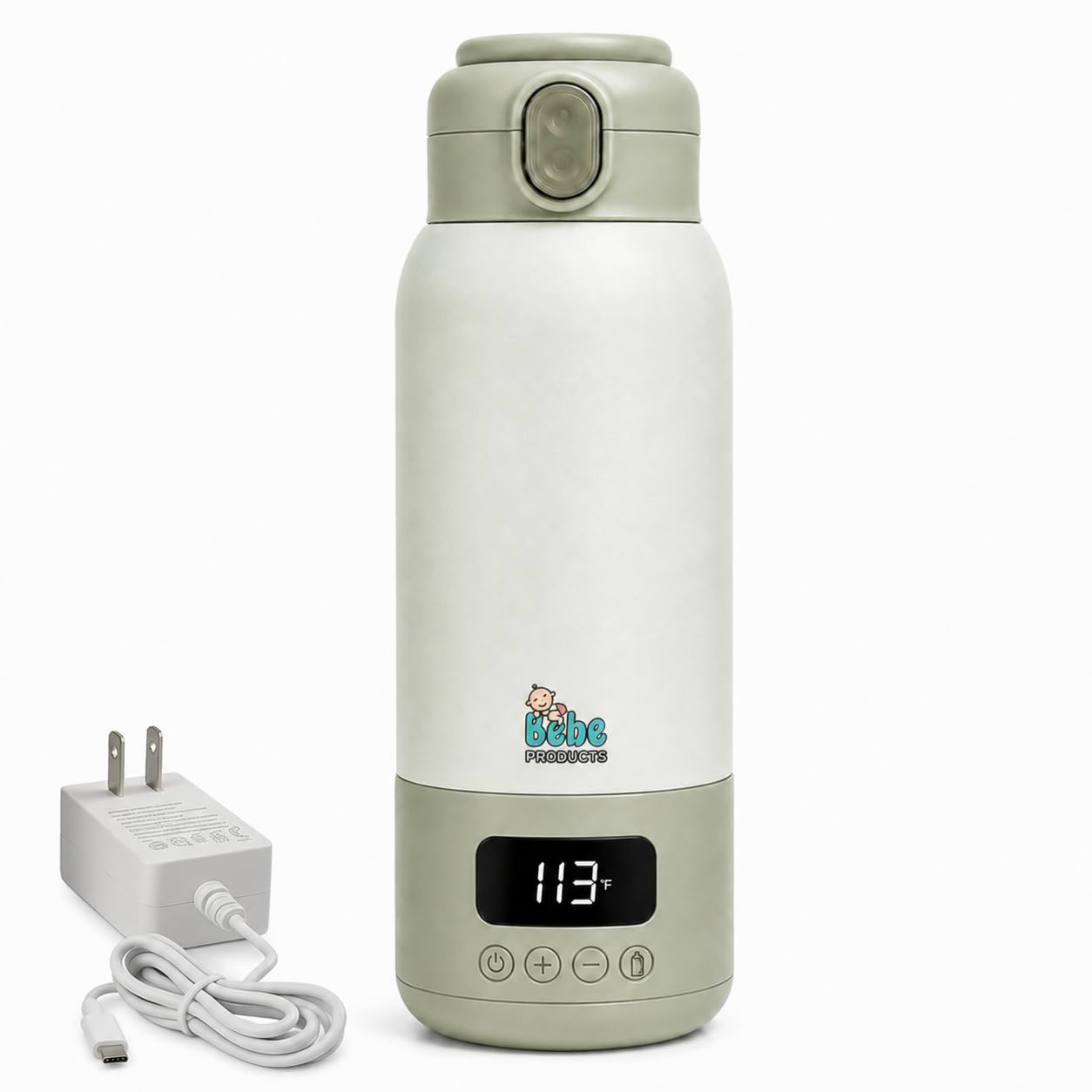 Portable Milk Warmer for Travel, Cordless Baby Milk Warmer with Rechargeable Battery, Digital Display, Adjustable Temperature, 500 mL