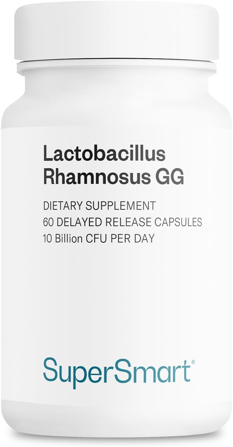 Supersmart - Lactobacillus Rhamnosus GG 10 Billion CFU per Day (LGG Probiotic with Inulin) - Digestive & Immune Support - Vaginal Flora Health | Non-GMO & Gluten Free - 60 DR Capsules