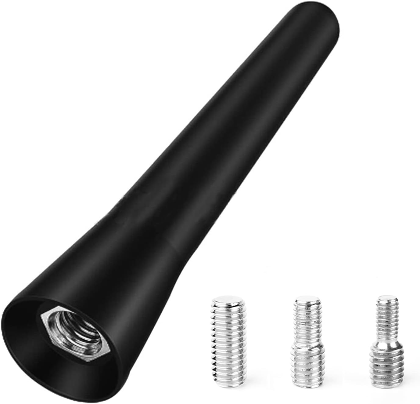 NewTH Universal Car Aerial AM/FM Car Antenna Replacement Car Radio Replacement Stubby Aerial Car Roof Antenna Mast Kit with Strong Receiving Function Screws M4 M5 M6 Black,6.5cm