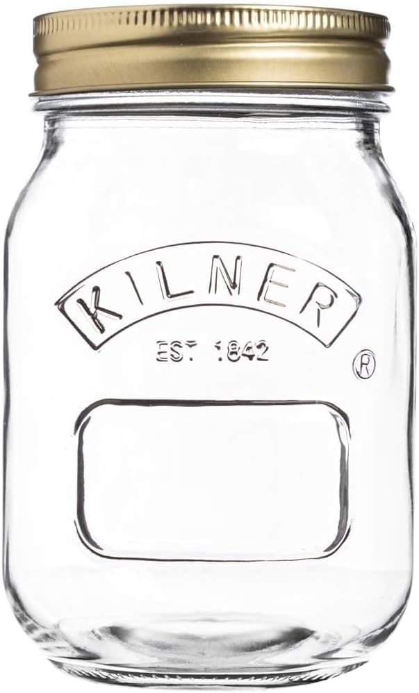 Kilner Preserve Jar 0.5L (500ml) Round Glass Screw Top Lid Preservation Storage Jar for Jams Chutneys Small Pickled Fruits