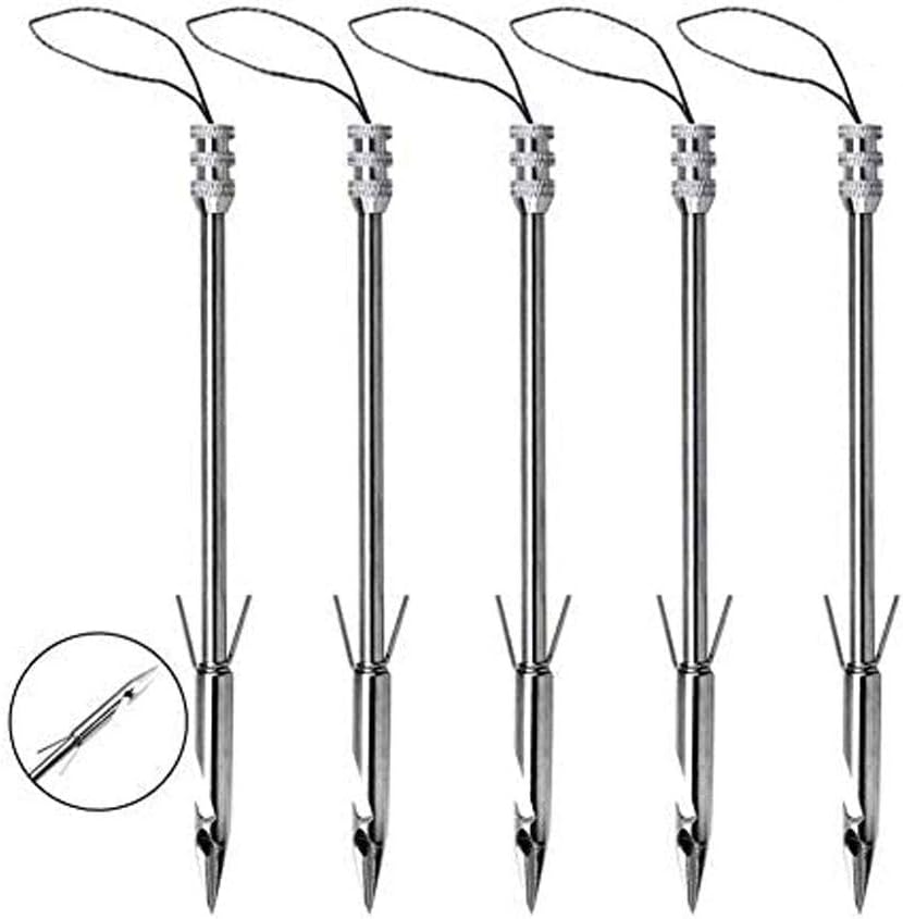 Wolike Fishing Arrow, 5pcs Stainless Steel Fishing Broadheads Bowfishing Darts Hunting Arrow Heads Point Tips for Hunting Pro Slingshot Catapult Target Game(15cm/5.9”)