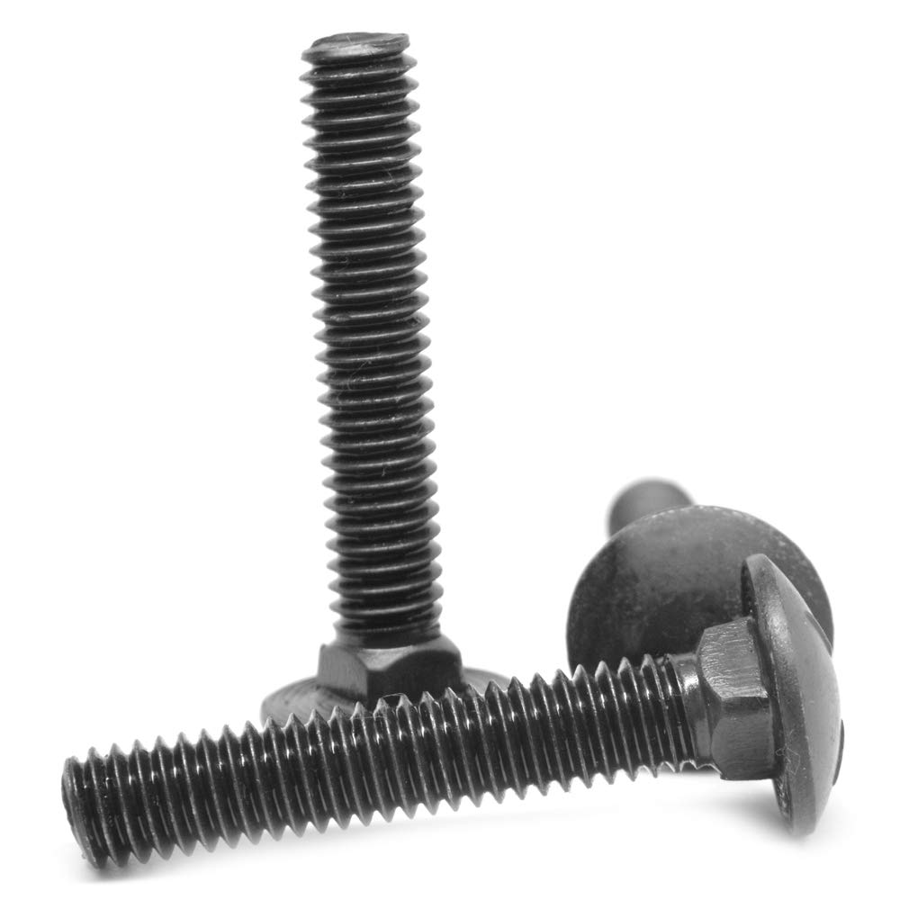 ASMC Industrial 1/4-20 x 2-1/2" Coarse Thread Grade 5 Carriage Bolt - Medium Carbon Steel for Heavy-Duty Fastening - Corrosion-Resistant Black Oxide Finish, Pack of 500