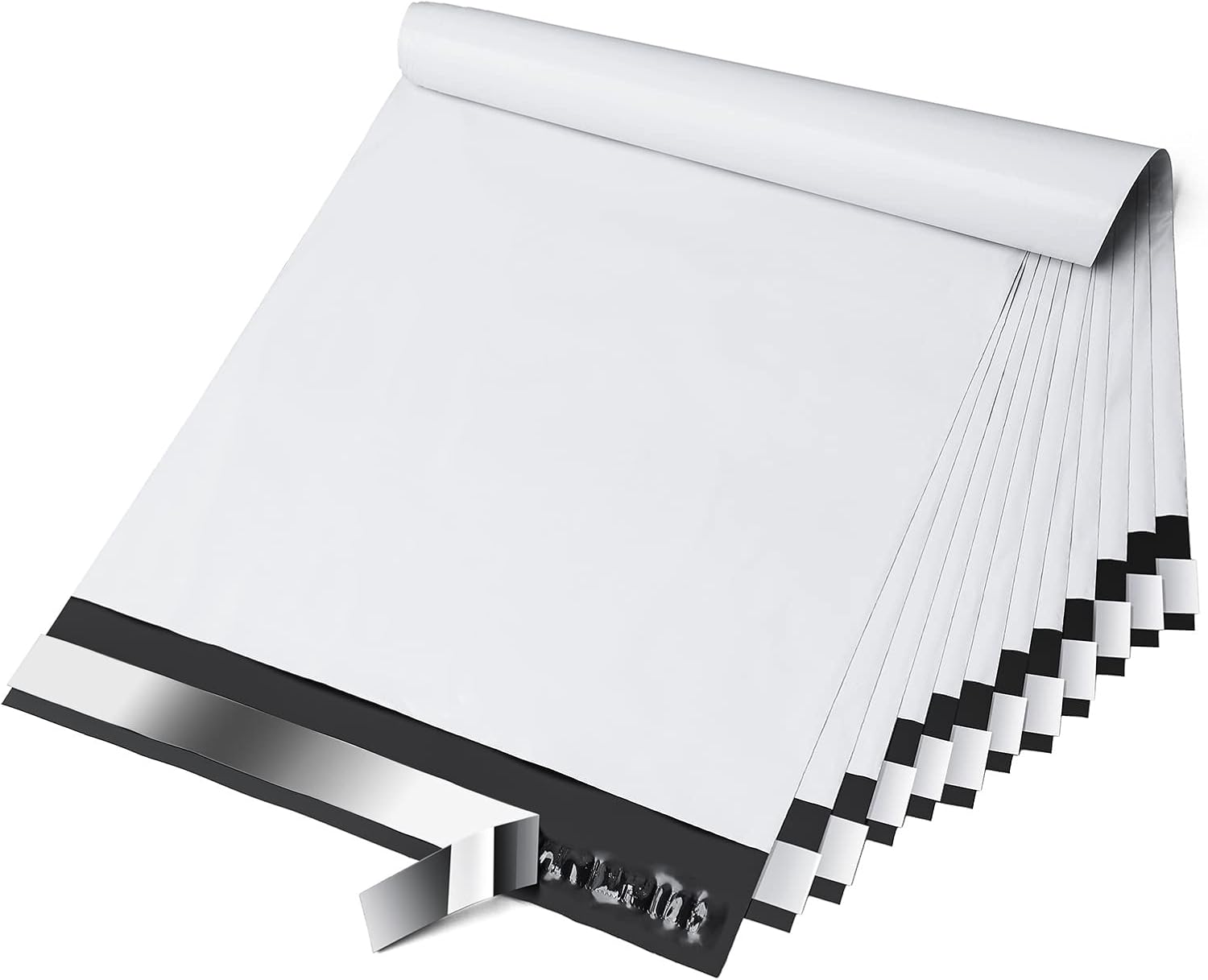 Fuxury Poly Mailers 10x13 Inch 100 Pack,Shipping Bags for Clothing,Strong Adhesive Mailing Envelopes,Self Seal Plastic Postal Return Package Bags for Small Business,White