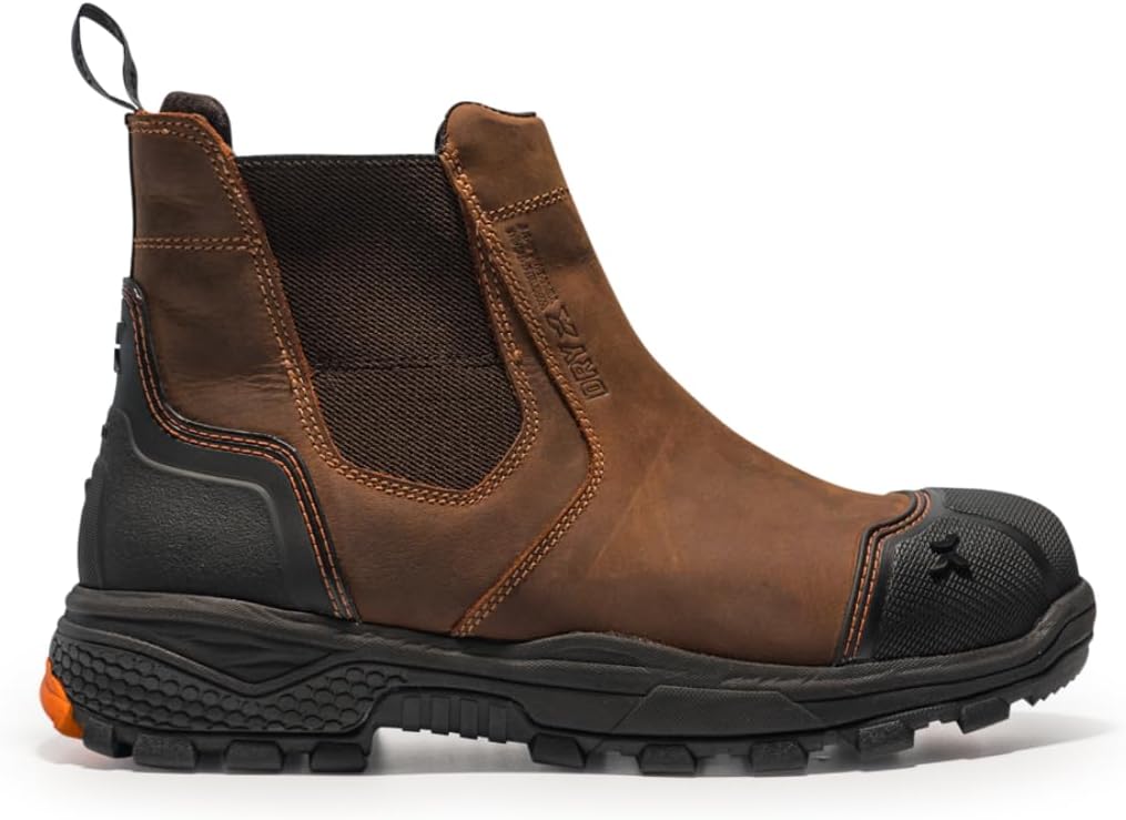 Xpert - PRO Forge S7L Waterproof Safety Dealer Boots. Pull On Toe Cap Shoes. Comfortable, Water and Wind Proof Leather Work Boots for Men with Ankle Support & Heat Resistant Outsole