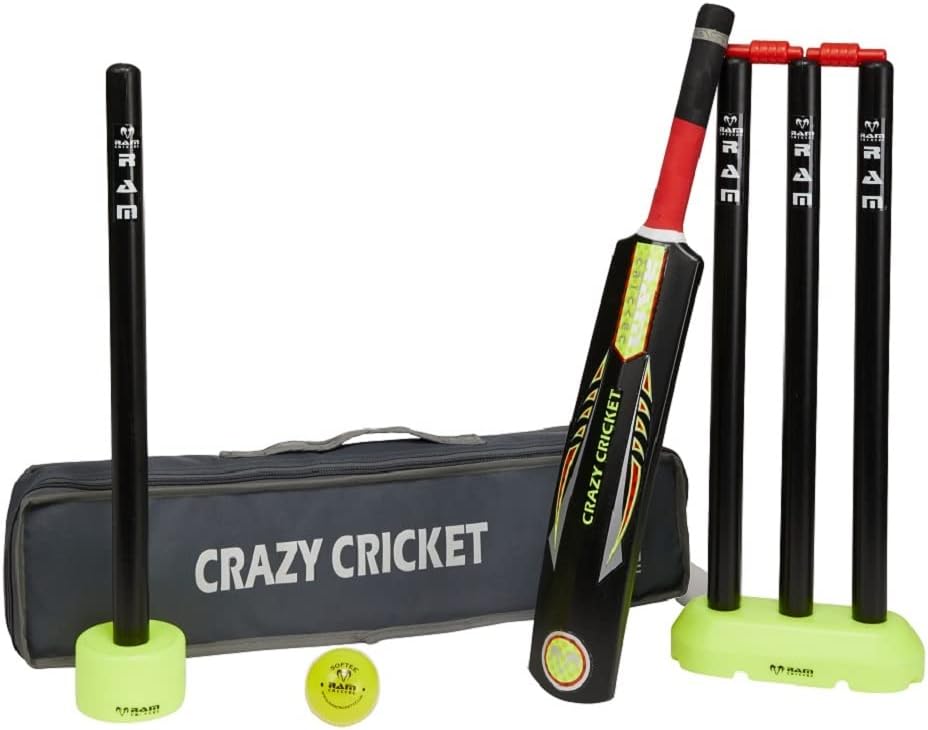 Ram Cricket Crazy Cricket Sets – Mini & Micro for ages 3-9 years old – High Performance & Durable Kwik Cricket Style Set for Training, Cricket Matches, Garden, Beach, or Park