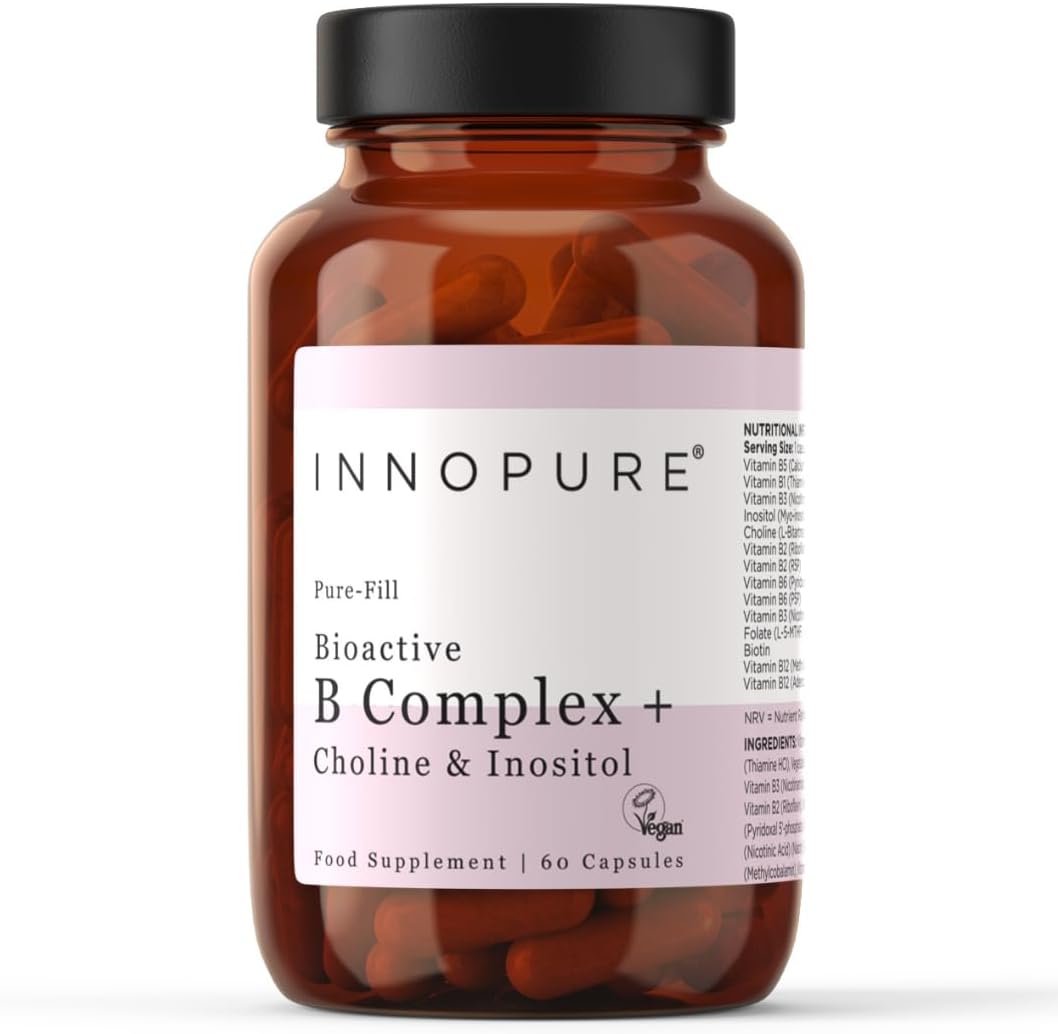 INNOPURE Bioactive Vitamin B Complex with L-Methylfolate + Inositol and Choline Clean Label (Pure-Fill) High Strength Methylated B Vitamins, 1 Capsule per Day, 60 Capsules