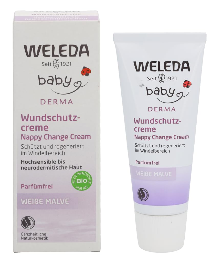 Weleda Baby White Mallow Diaper Care Cream, 1.7 Fluid Ounce, Fragrance Free Plant Rich Protection with White Mallow, Pansy, Sesame and Coconut Oils