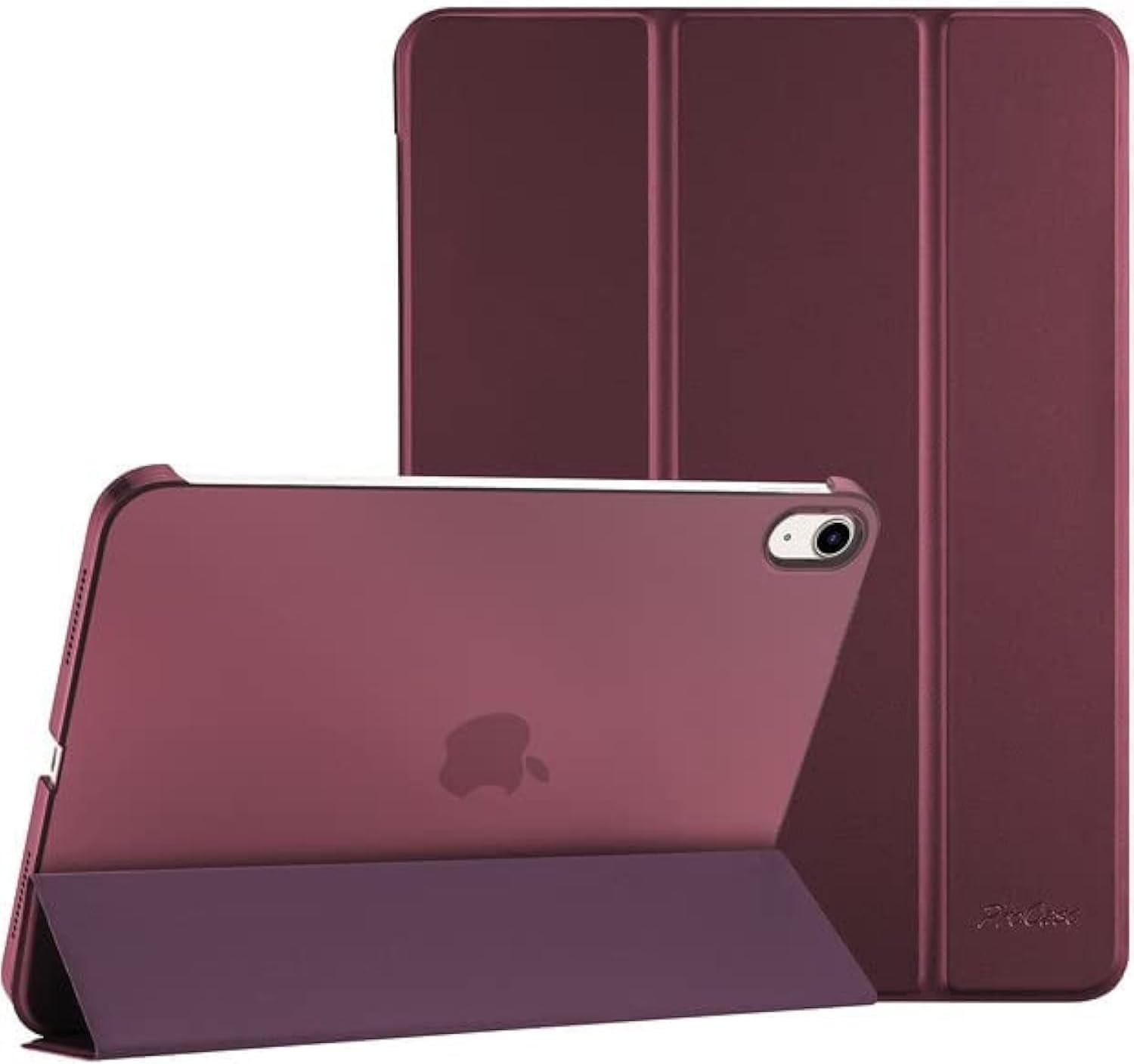 ProCase for iPad (A16) 11th Generation 11 Inch 2025/ iPad 10th Generation 10.9 Inch 2022 Case, Slim Smart Cover with Translucent Hard Shell Back, Supports Touch ID, Auto Wake/Sleep -Wine