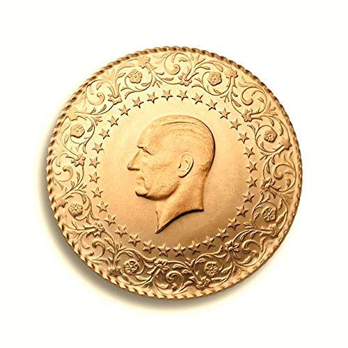 22k Solid Gold Turkish Quarter Gold Coin Authentic Gold Coin of Ataturk Medallion Locket Roundel Gift For Wedding Engagement Birthday Baby Born Turkish Traditional Gift, Jewee Diamond