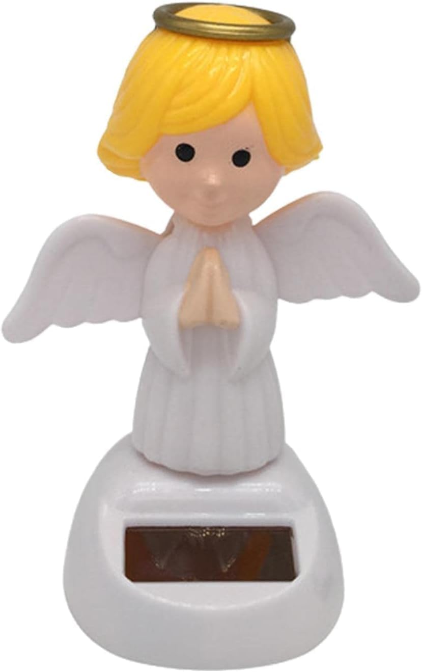 1Pc Cute Solar Powered Bobble Head Toy-Solar Angel Bobble Shaking Head Dancing Solar Dancing Figures-Solar Powered Car Dashboard Interior Decor Desktop Ornaments,Statues, Bobbleheads and Busts