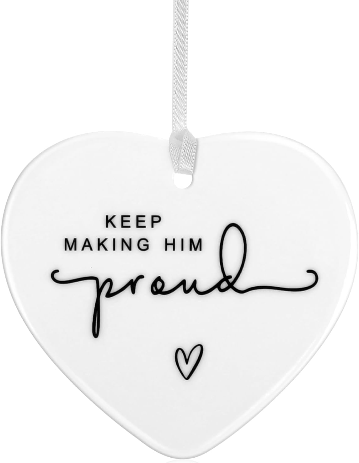 Qianyu Keep Making Him Proud Memorial Ceramic Pendants Loss of Loved One Bereavement Keepsake Memorial Hug Token in Loving Memory Sympathy Inspirational Thinking of You Hanging Ornament (1, Style 1)