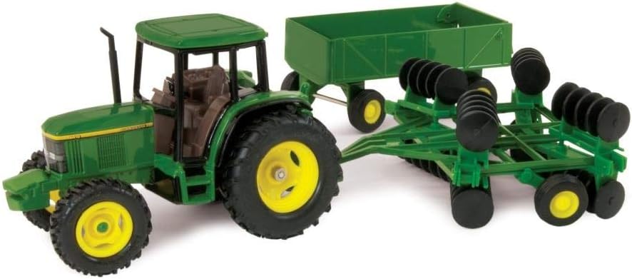 ERTL John Deere 6410 Tractor Toy Set - 1:32 Scale - Includes Wing Disk and Barge Wagon Toy - Articulated Parts and Free-Rolling Wheels - Collectible John Deere Tractor Toys - Ages 5 Years and Up
