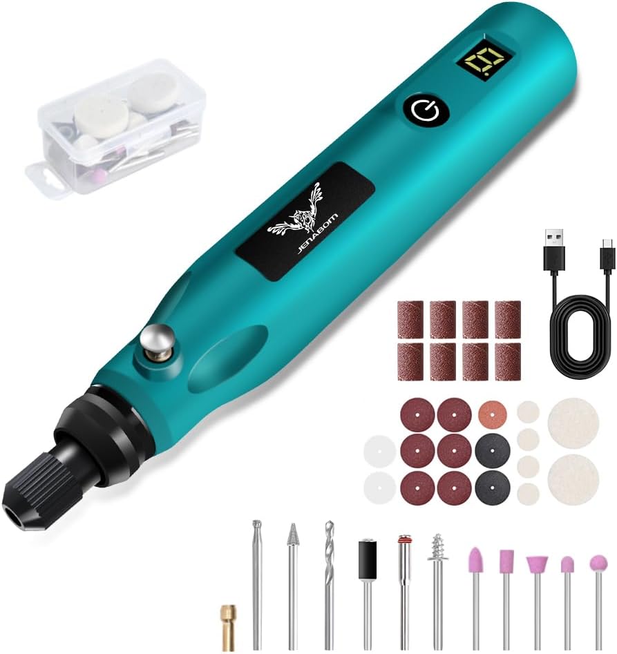 JENABOM Mini Cordless Rotary Tool, USB Charging, 5-Speed Rotary Tool Kit with 39 Accessories, Multi-Purpose 3.6V Power Rotary Tool for Sanding, Polishing, Drilling, Etching
