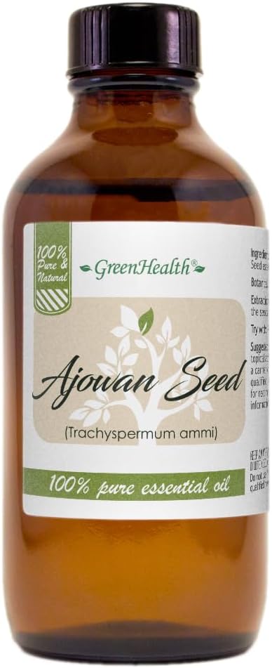 Ajowan Seed Essential Oil - 4 fl oz - Amber Glass Bottle w/Cap - GreenHealth