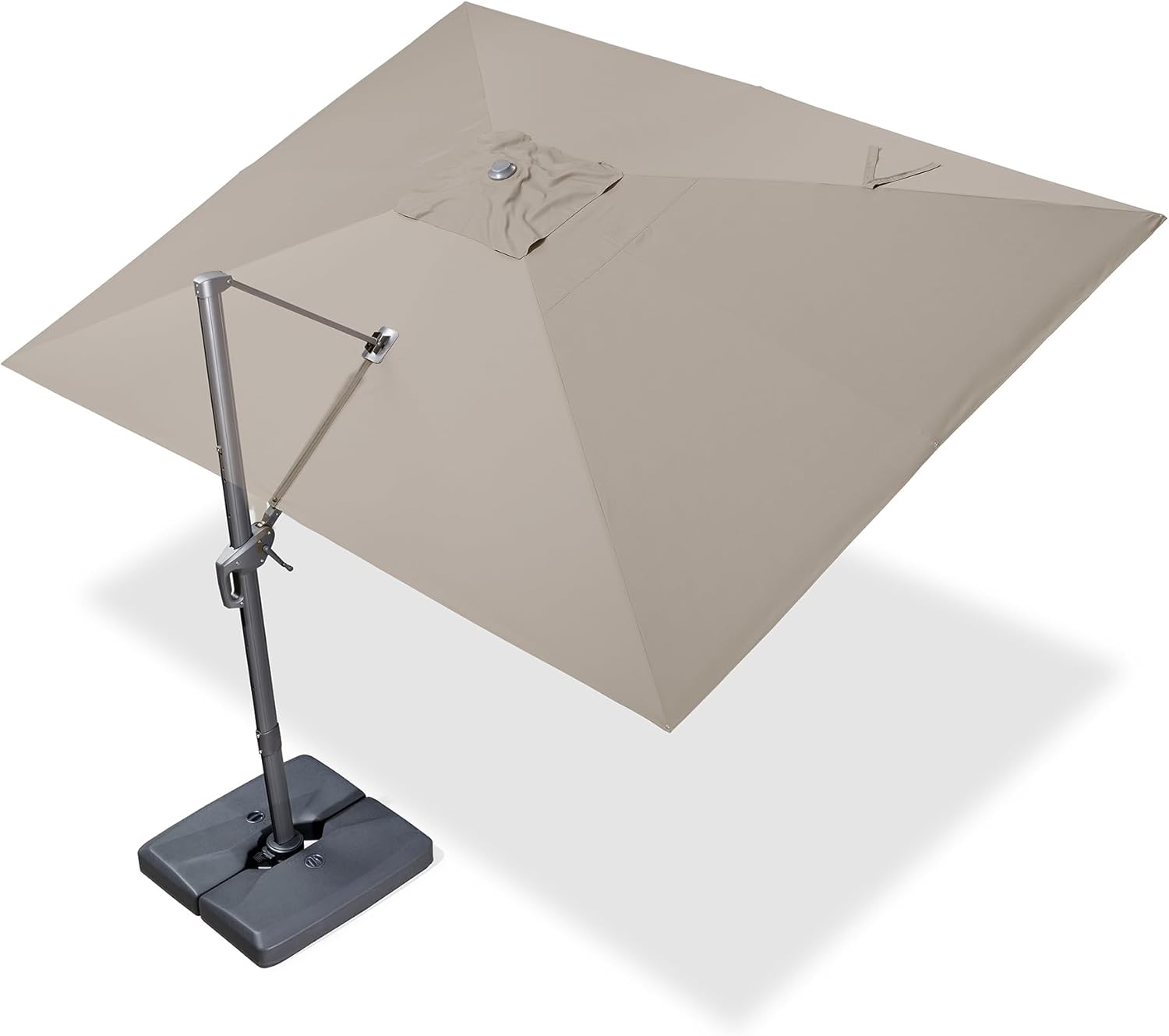 PURPLE LEAF 3 X 4 M Patio Cantilever Parasol Eco-Friendly Acrylic Imitation Fabric Umbrella Outdoor Offset Umbrella with 360-degree Rotation for Garden Deck Pool Patio, Beige