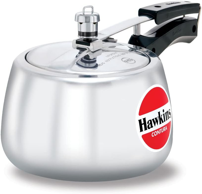 Hawkins Aluminium 3 Litre Contura Pressure Cooker,Handi Inner Lid Cooker,Silver(Hc30)