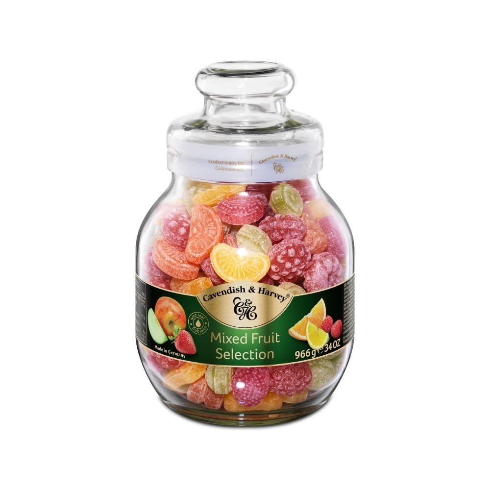 Cavendish & Harvey | Mixed Fruit Hard Candy Drops | 34 Ounce Jar