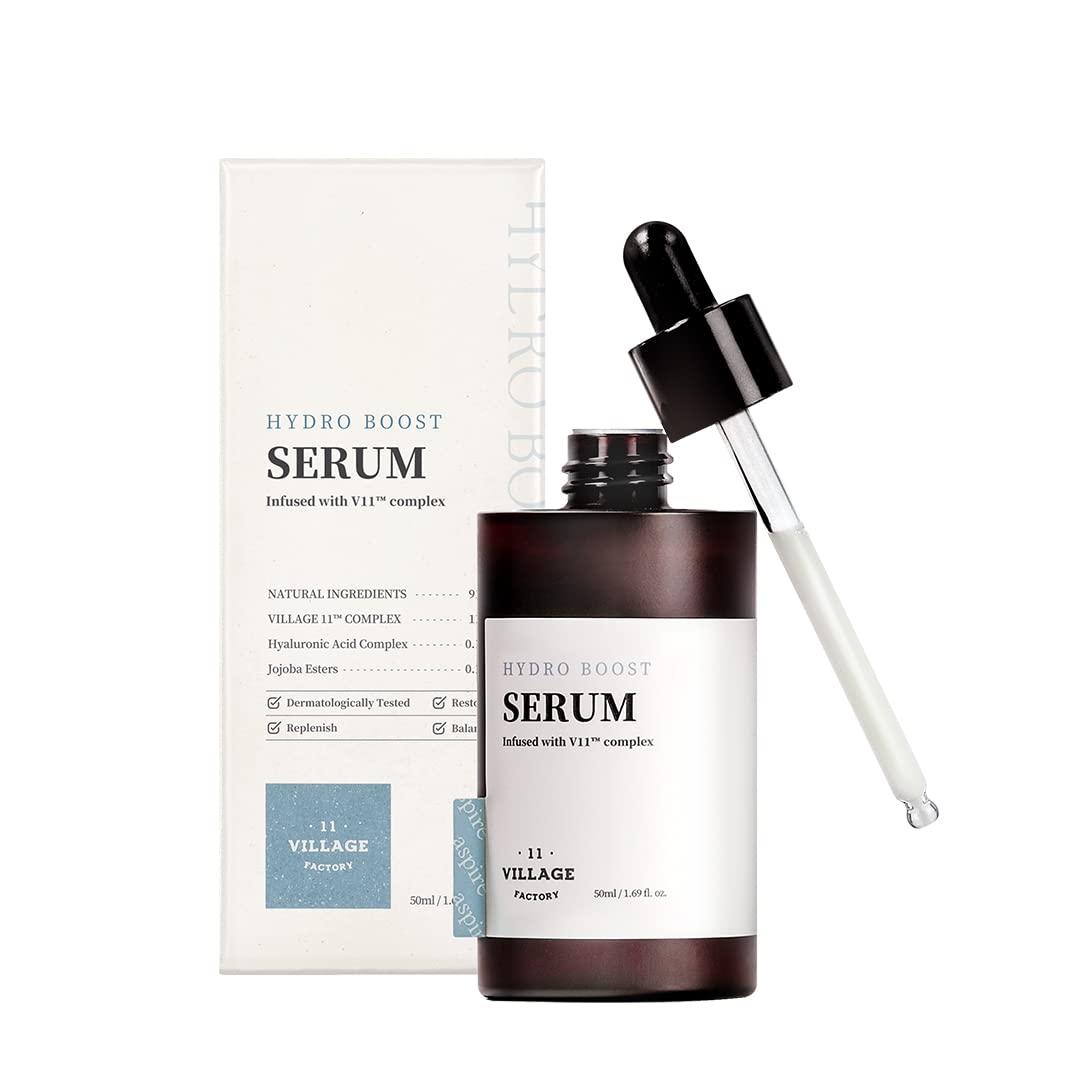 VILLAGE 11 FACTORY Hydro Boost Serum Korean Face Care with Hyaluronic Acid Jojoba Esters for Vitality and Deep Moisture (1.69 fl oz/50ml)