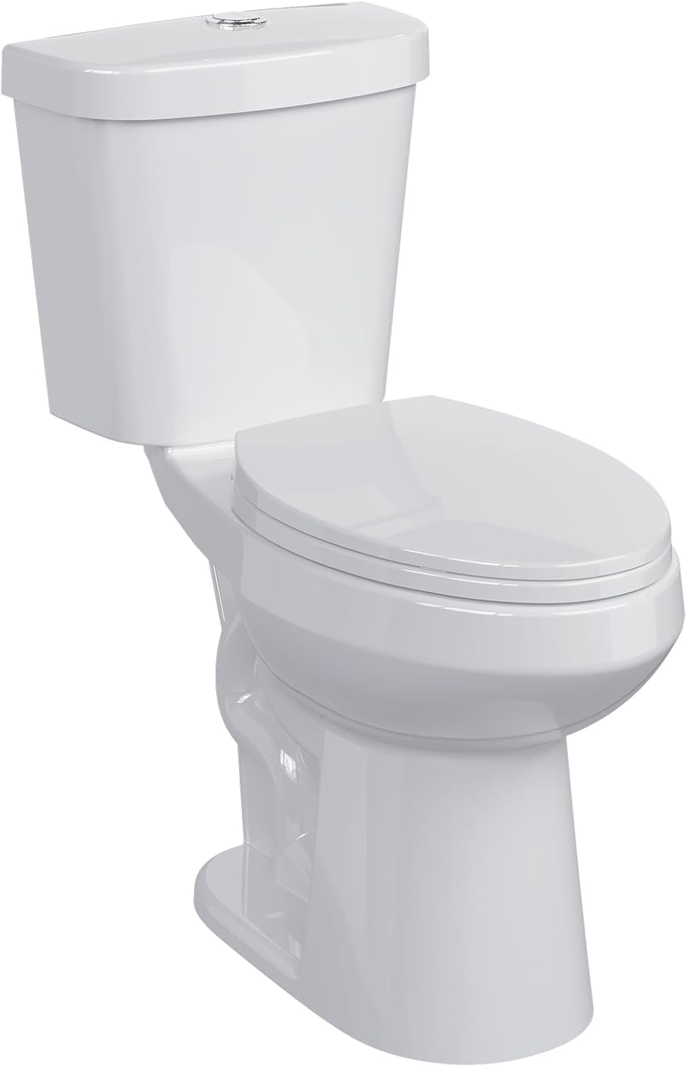 Two-Piece Toilets for Bathrooms, Comfort ADA Height 19", Elongated with Soft Close Seat, Power Flush 1.28 GPF