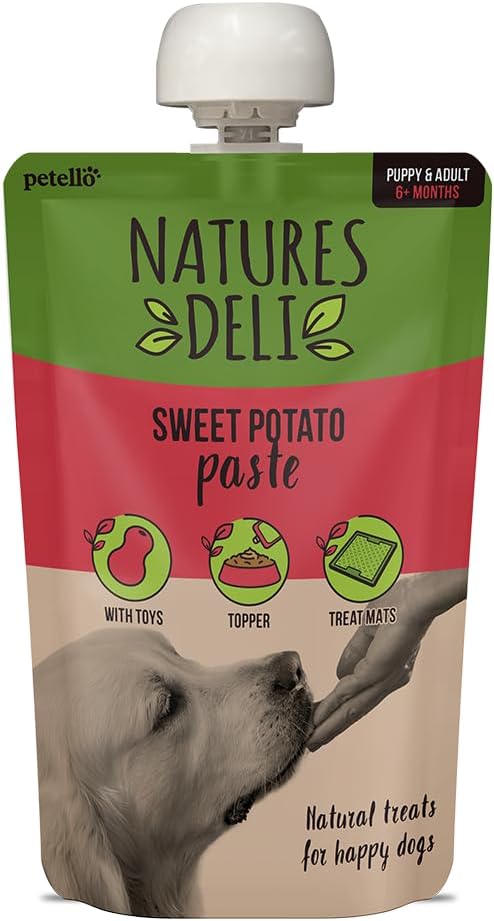 Natures Deli Sweet Potato Paste Dog Treat for Feeding Mat, Dog Food Topper, Hypoallergenic Wet Reward Treat for Dogs - 100g