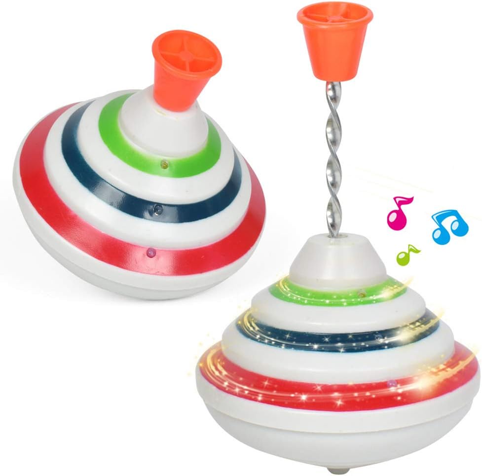 LICHENGTAI Spinning Top Toy, LED Gyroscope with Music, Novelty Peg-top Hand Spinning Gyro Toy, Gift for Kids, Multicolored, ABS Plastic, Ages 3+