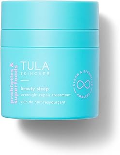 TULA Skin Care Beauty Sleep Overnight Repair Treatment - Anti-Aging, Night Cream, Contains Natural Peptides, AHAs, Retinol, Vitamin C to Reduce the Appearance of Lines and Dull Tone, 1.7 oz.