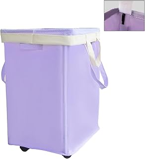75L Collapsible Tall Laundry Hamper, Laundry Basket with Wheels with Removable Wash Bag Waterproof Clothes Hamper, Narrow Corner Clothes Bins with Handles for Bathroom
