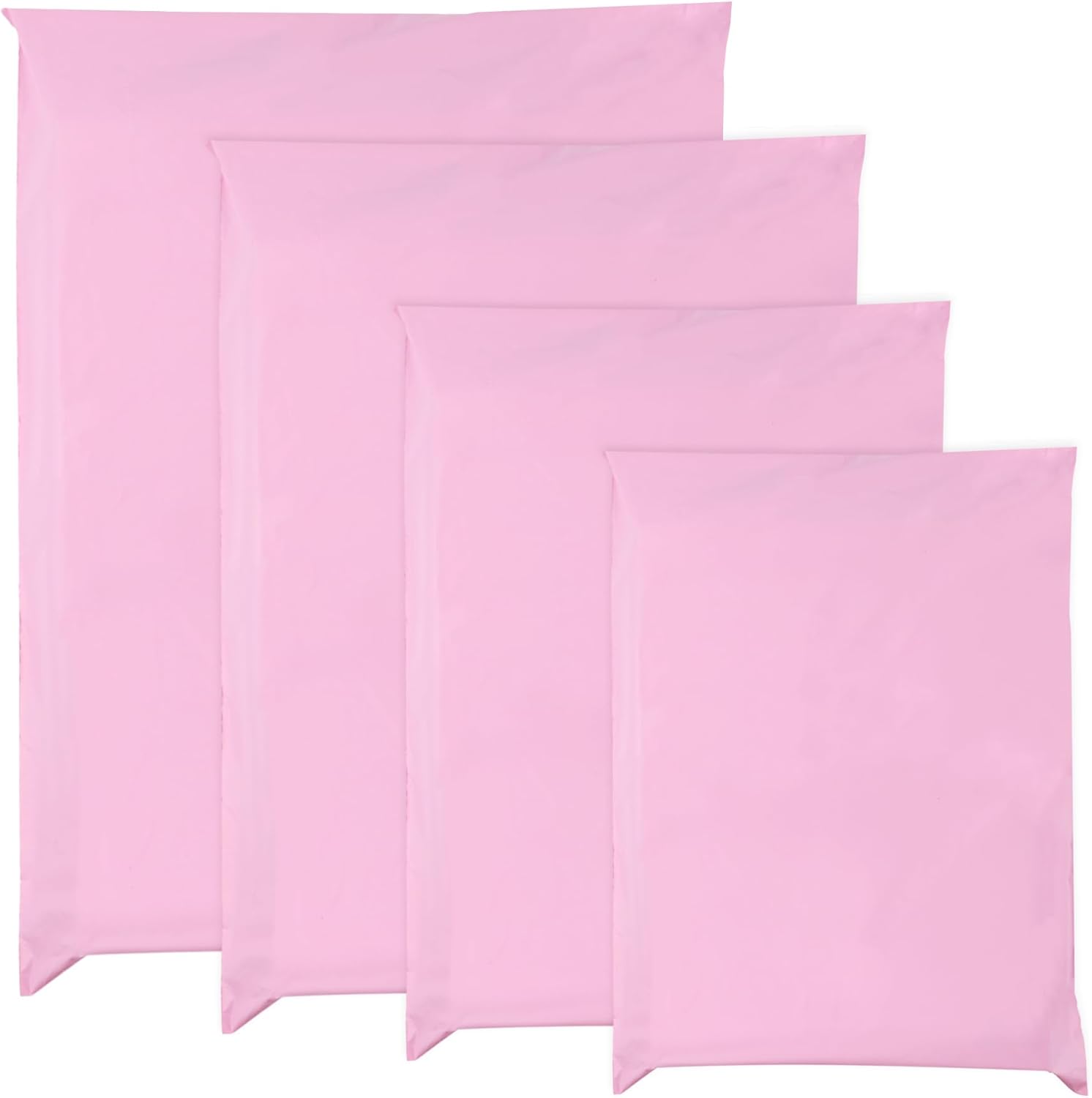Double Dragon 60 Mixed Self-Seal Pink Mailer Bags | Tamper-Proof & Durable | Polythene Plastic Packaging Envelops for Mailing, Postage, Parcel Shipping & Delivery |4 Sizes (15 Each)| Small to Large