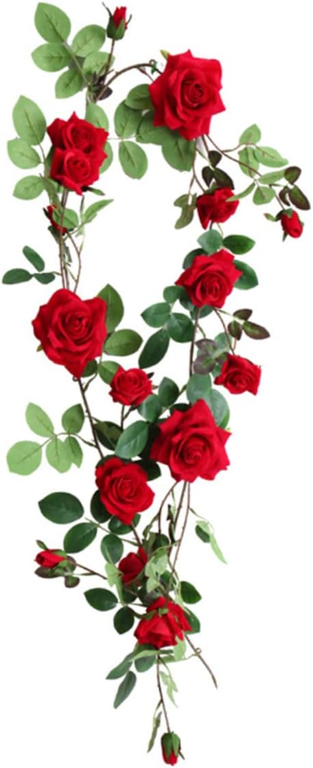 Luxshiny 1pc Imitation Rose Vine Decorative Tube Ornament Realistic Artificial Flower Cane for Indoor Outdoor Home Easy to Shape No Maintenance for Showcase and Landscape Use