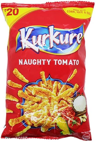 Kurkure Naughty Tomato Corn Snacks | Crunchy Masala Snack | Spicy & Tangy Flavour | 70g (5 Pack)