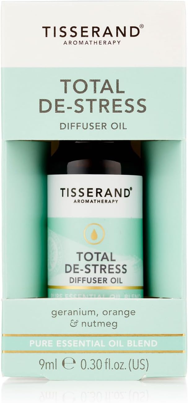 Tisserand Aromatherapy - Total De-Stress - Aromatherapy Diffuser Oil - with Geranium, Nutmeg and Orange - 100% Natural Pure Essential Oils - 9ml