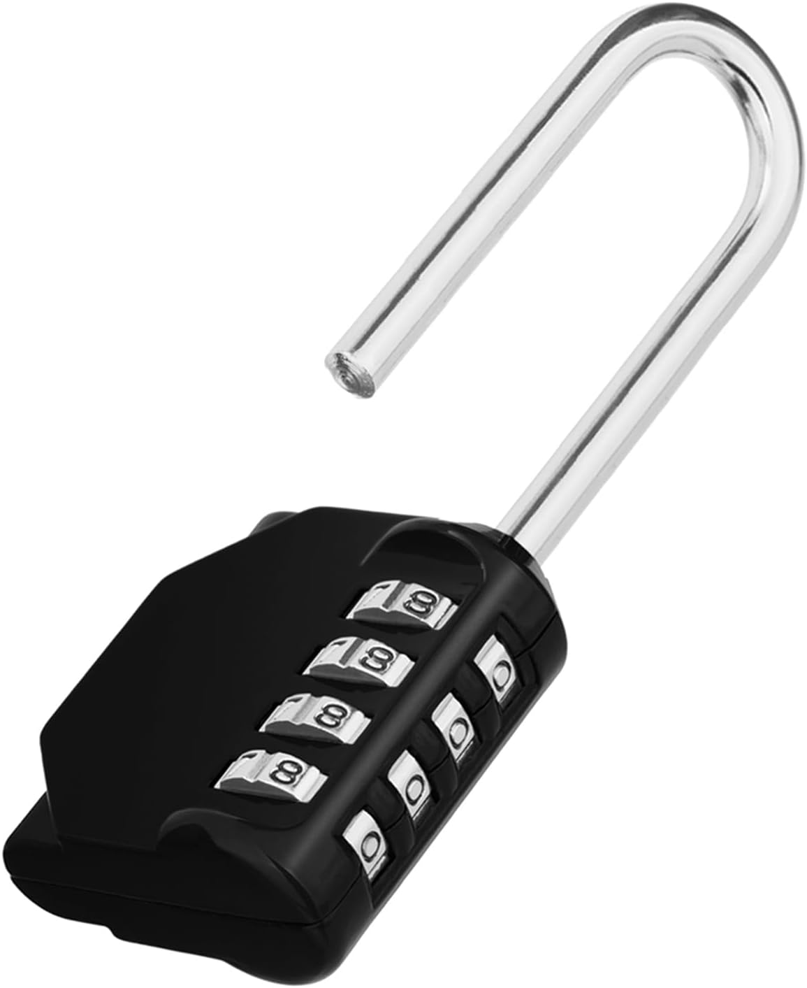 ZHEGE Combination Padlock Long Shackle, 4 Digit Combination Lock Long Shank, Weatherproof Heavy Duty Long Padlock Combination for Lockers, Outdoor Fence, Shed,Garage Hasp (Black)