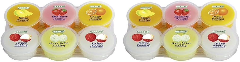 Cocon NATA de Coco Assorted Flavour Pudding 6-Pieces 480 g - Lot of 4 (Pack of 2)