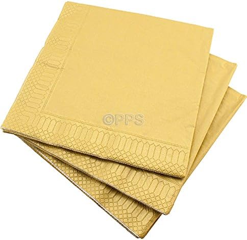 20 LUXURY 3 PLY GOLD PAPER NAPKINS - 40cm x 40cm Ideal for weddings, christenings, parties, bbq's etc