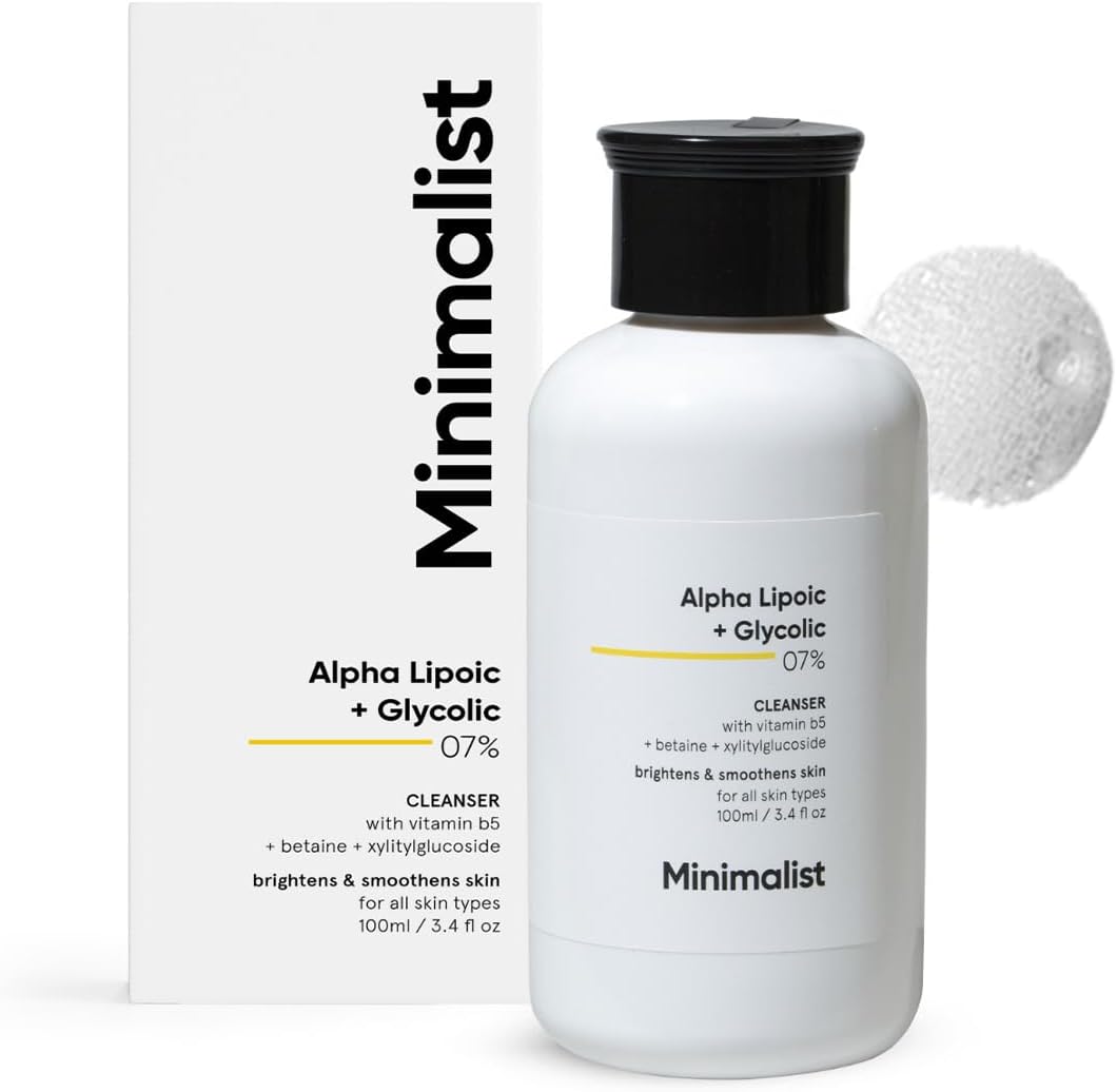 Minimalist 7% ALA & AHA Brightening Face Wash with Vitamin B5 For Hydration, Glycolic Acid For Exfoliation & Alpha Lipoic Acid For Glowing Skin