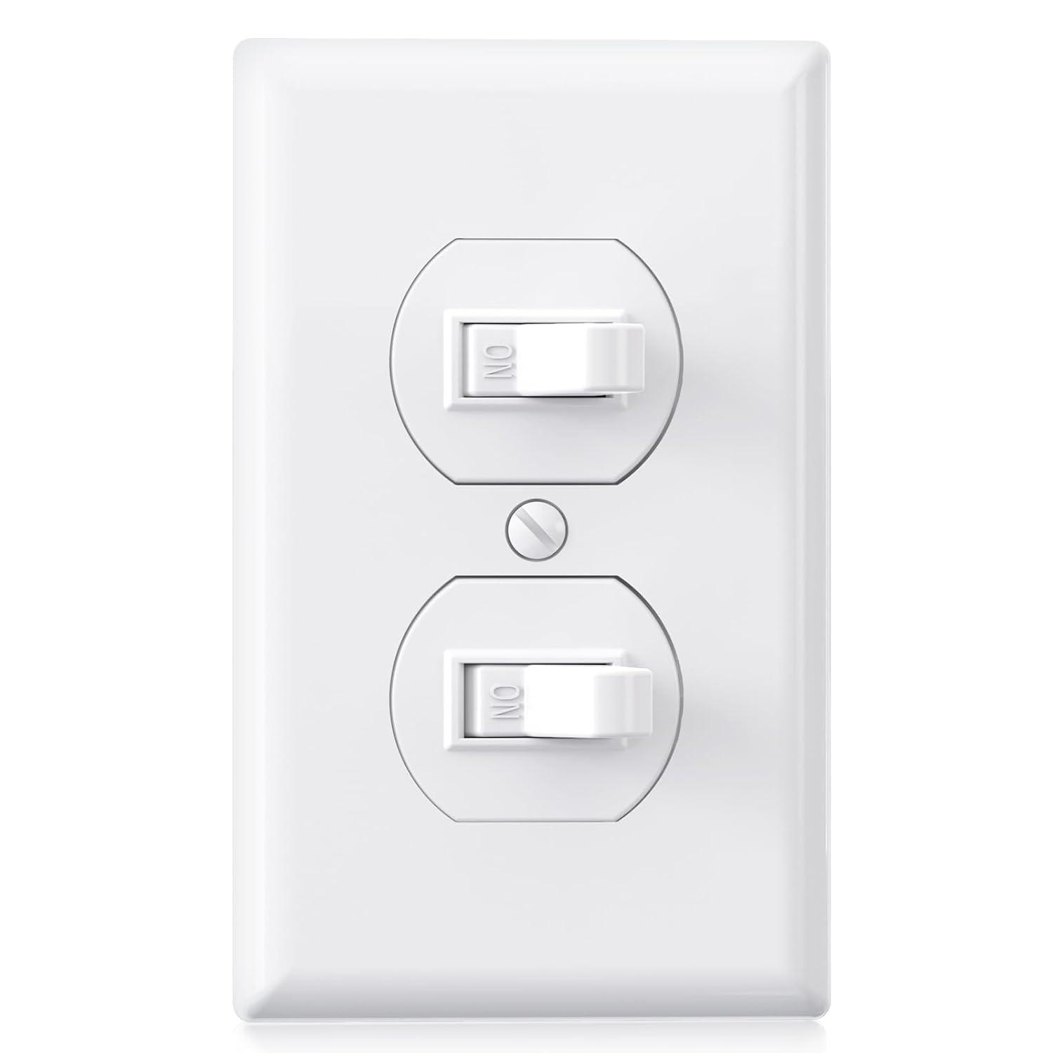 AIDA Single Pole Double Toggle Rocker Decorator Light Switch, 15 Amp Self-grounding Electrical Light Switches, Residential Grade, UL Listed (1 Pack, Glossy White)