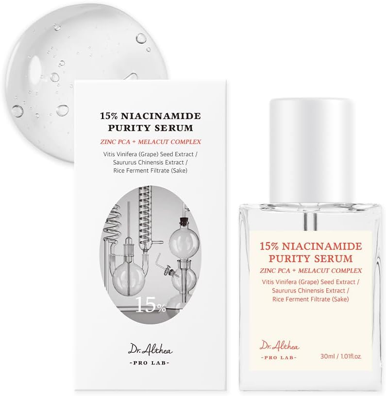 Dr.Althea 15% Niacinamide Purity Serum - 15% Niacinamide included, Overall skintone and texture improvement, Pore care, Serum control with Zinc. Vegan formula, Korean skincare