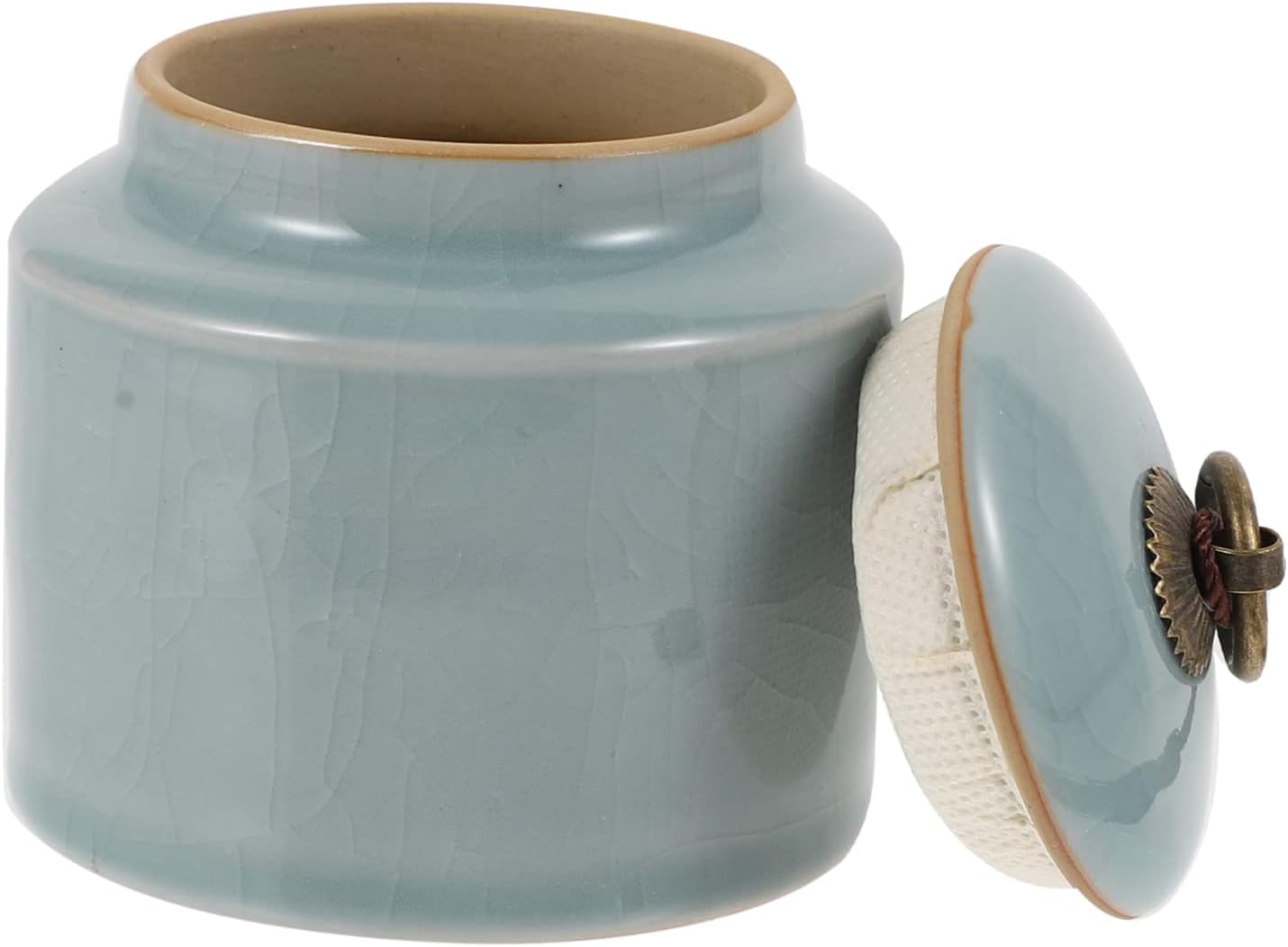 HYTROVE Blue Ceramic Storage Jar Canister Sealed Container for Loose Tea Sugar for Home Restaurant Elegant Design with Fine Polishing Treatment