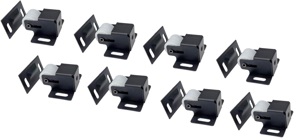 QCAA Heavy Duty Large Jumbo Roller Catch Latch for Closet Doors and Cabinets, Matte Black, Made in Taiwan, 8 Pack