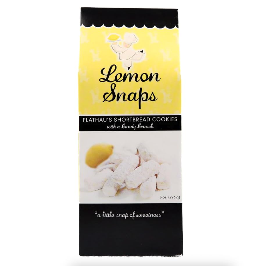 Flathau’s Fine Foods, Gourmet Shortbread Cookies, Handcrafted All Natural Artisan Bites, Southern-Baked Sweet Snaps with a Buttery Finish (Lemon Snaps, 8oz)