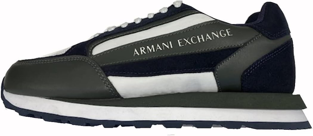 Armani Exchange Men's Texturized Leather Suede Mesh Nylon Logo Sneaker